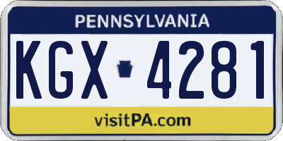 PA license plate KGX4281