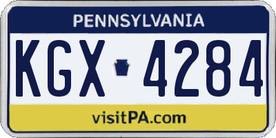PA license plate KGX4284