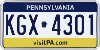 PA license plate KGX4301