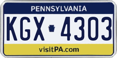 PA license plate KGX4303