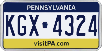 PA license plate KGX4324