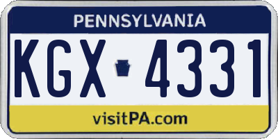 PA license plate KGX4331