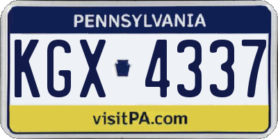 PA license plate KGX4337