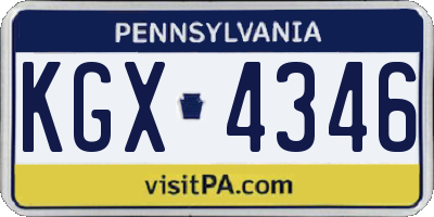 PA license plate KGX4346