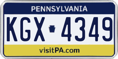 PA license plate KGX4349