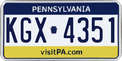 PA license plate KGX4351
