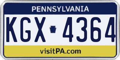 PA license plate KGX4364