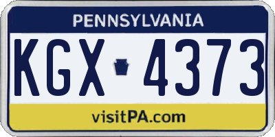 PA license plate KGX4373