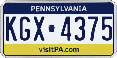 PA license plate KGX4375