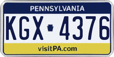 PA license plate KGX4376