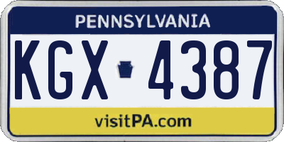 PA license plate KGX4387