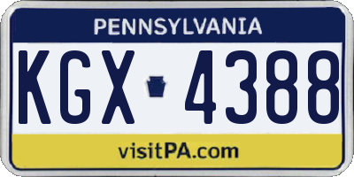 PA license plate KGX4388