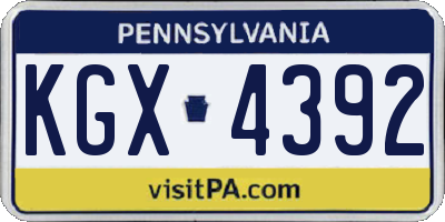 PA license plate KGX4392