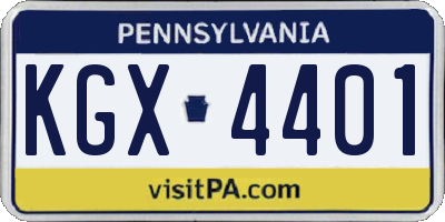 PA license plate KGX4401