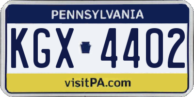 PA license plate KGX4402