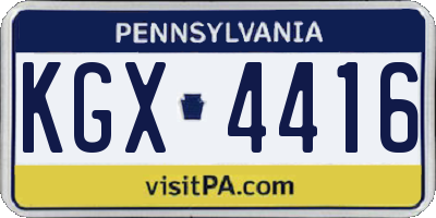 PA license plate KGX4416