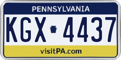 PA license plate KGX4437