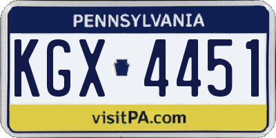 PA license plate KGX4451