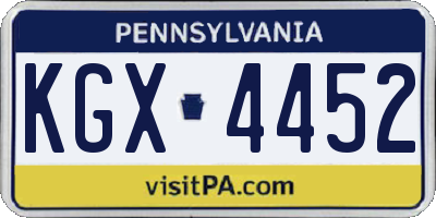 PA license plate KGX4452