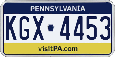 PA license plate KGX4453