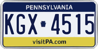 PA license plate KGX4515