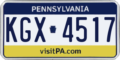 PA license plate KGX4517
