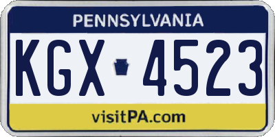 PA license plate KGX4523