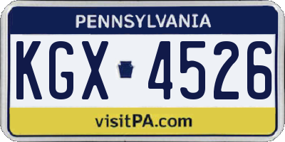 PA license plate KGX4526