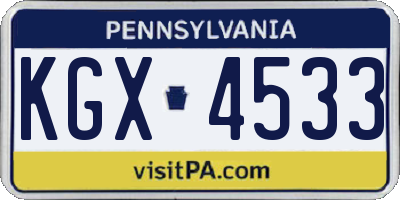 PA license plate KGX4533