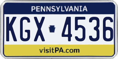 PA license plate KGX4536