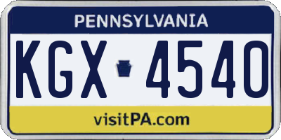 PA license plate KGX4540