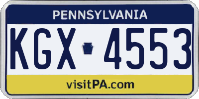 PA license plate KGX4553