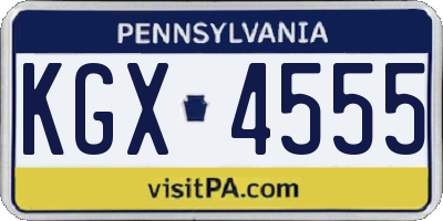 PA license plate KGX4555