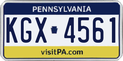 PA license plate KGX4561
