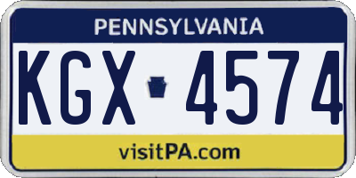 PA license plate KGX4574