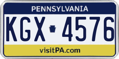 PA license plate KGX4576