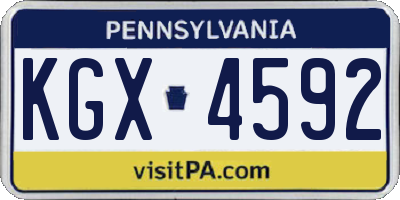PA license plate KGX4592