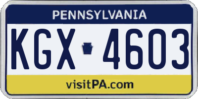 PA license plate KGX4603