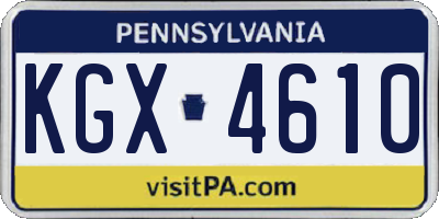 PA license plate KGX4610