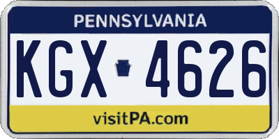PA license plate KGX4626