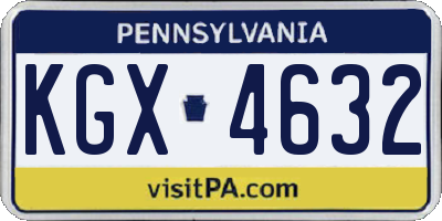 PA license plate KGX4632