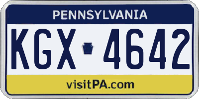 PA license plate KGX4642