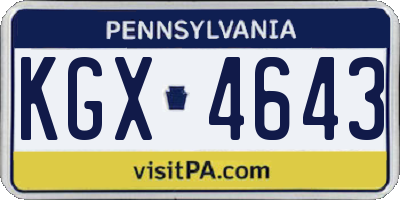 PA license plate KGX4643