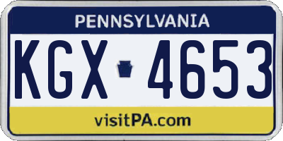 PA license plate KGX4653