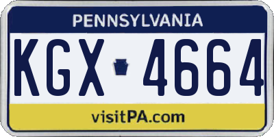 PA license plate KGX4664