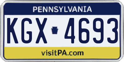 PA license plate KGX4693