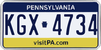 PA license plate KGX4734