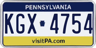 PA license plate KGX4754