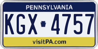 PA license plate KGX4757