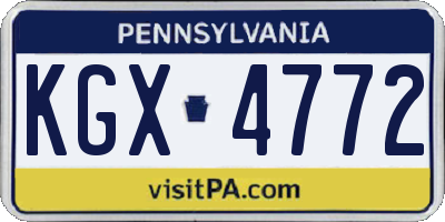 PA license plate KGX4772